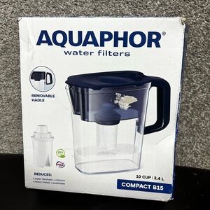 AQUAPHOR Compact 2.4 Liter Water Filter Pitcher – Dark Blue New In Box